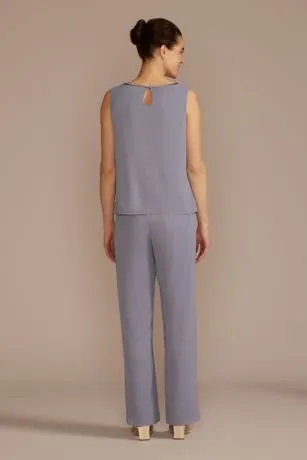 Three-Quarter Sleeve Patterned Chiffon Pantsuit - Image 5