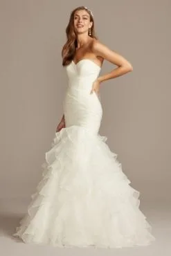 Organza Mermaid Wedding Dress With Lace-Up Back