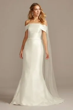 Off-the-Shoulder Mikado Trumpet Wedding Dress