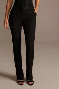 Relaxed Leg Suit Pants With Satin Waist