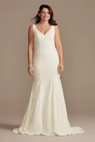 Crepe V-Neck Mermaid Wedding Dress