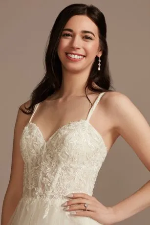 Sheer Boned Bodice Spaghetti Strap Wedding Dress - Image 4