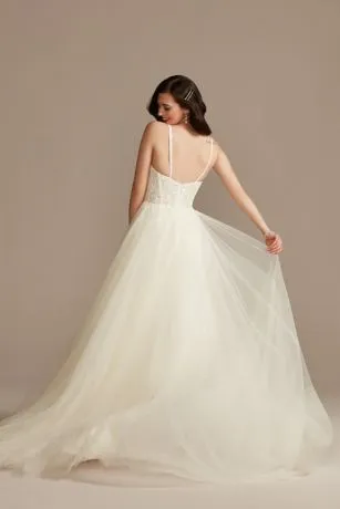 Sheer Boned Bodice Spaghetti Strap Wedding Dress - Image 3