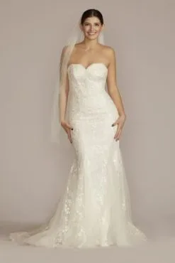 Floral Applique Mermaid Wedding Dress