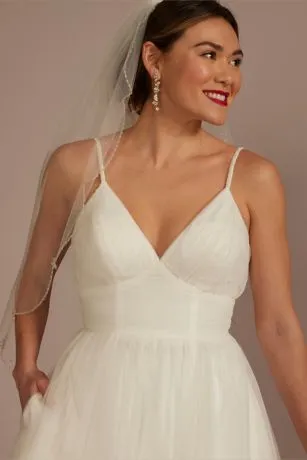 Beaded Strap Low Back Tulle A-Line Wedding Dress - Image 3