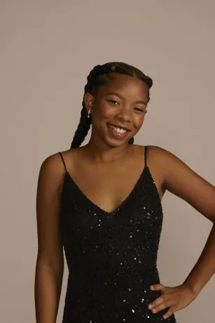 Allover Sequin Floral Embroidered V-Neck Sheath - Image 3