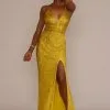 Floor Length Sequin Sheath Gown With Skirt Slit