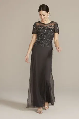 Beaded Chiffon Floor Length Sheath Gown